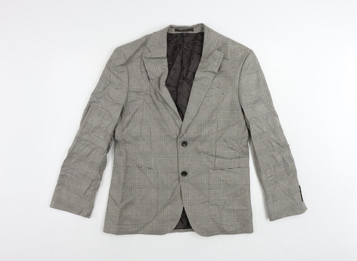 Marks and Spencer Mens Beige Plaid Polyester Jacket Suit Jacket Size 38 Regular