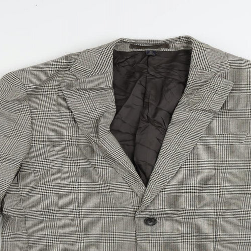 Marks and Spencer Mens Beige Plaid Polyester Jacket Suit Jacket Size 38 Regular