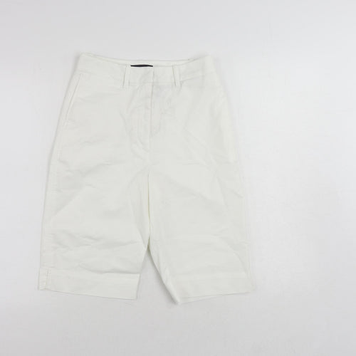 Marks and Spencer Womens White Cotton Chino Shorts Size 6 L11 in Regular Zip