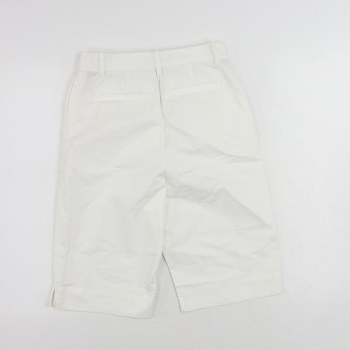 Marks and Spencer Womens White Cotton Chino Shorts Size 6 L11 in Regular Zip