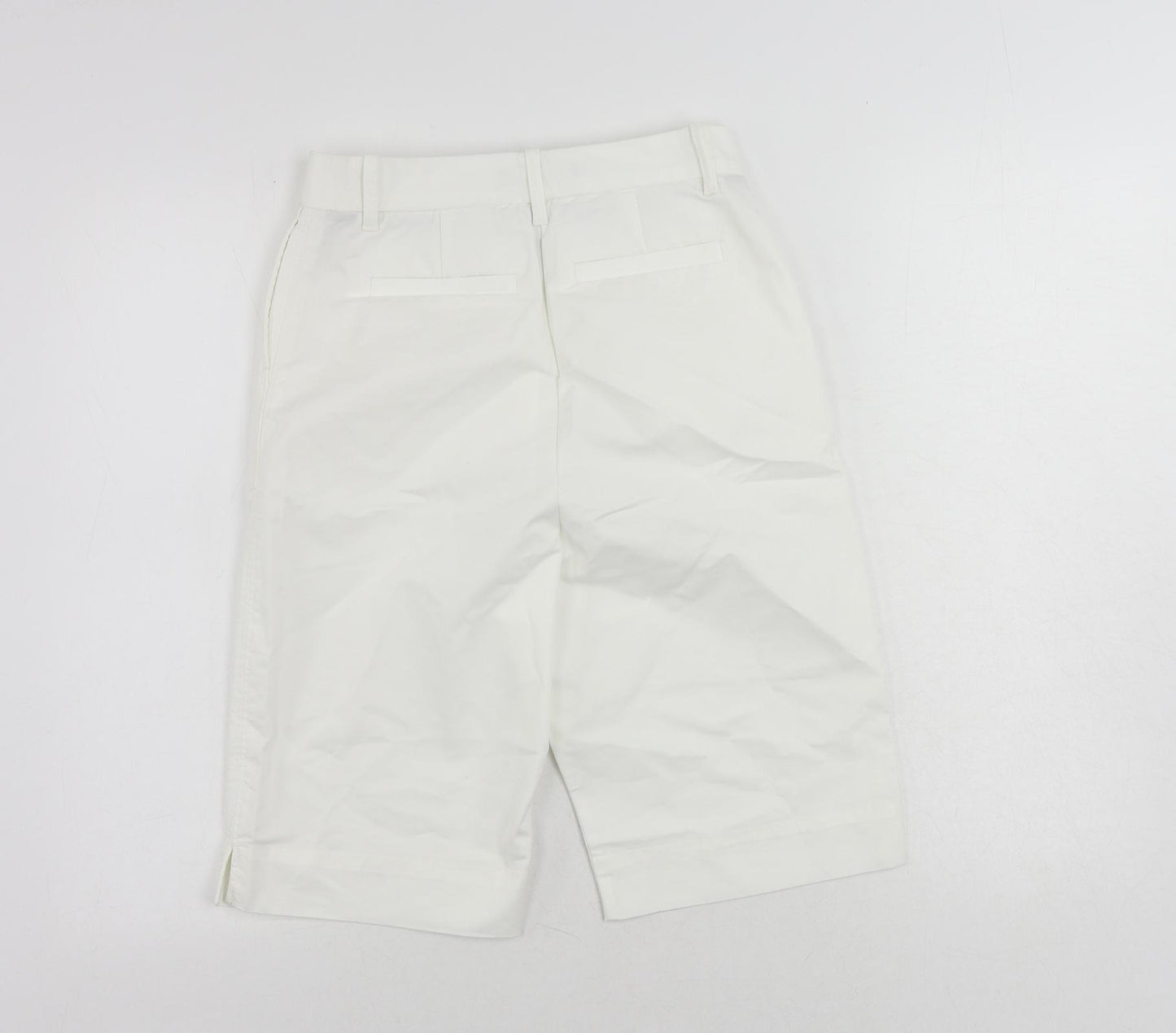 Marks and Spencer Womens White Cotton Chino Shorts Size 6 L11 in Regular Zip