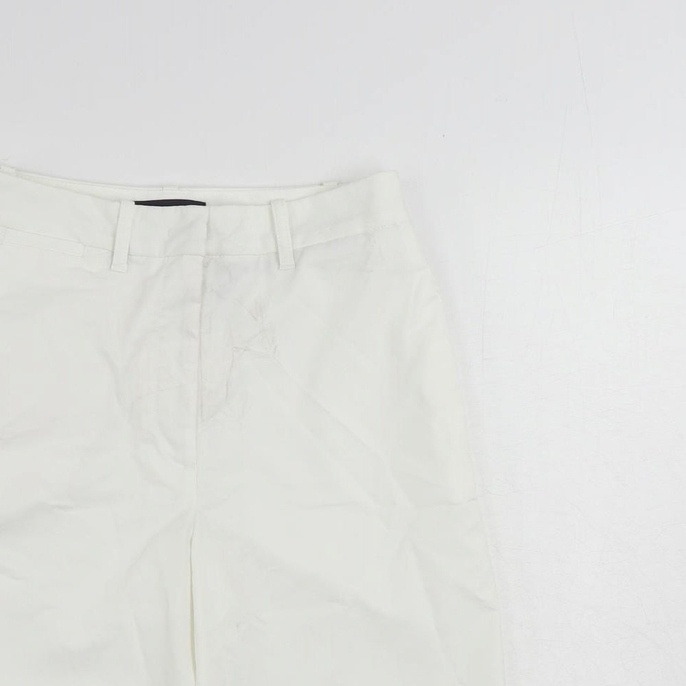 Marks and Spencer Womens White Cotton Chino Shorts Size 6 L11 in Regular Zip