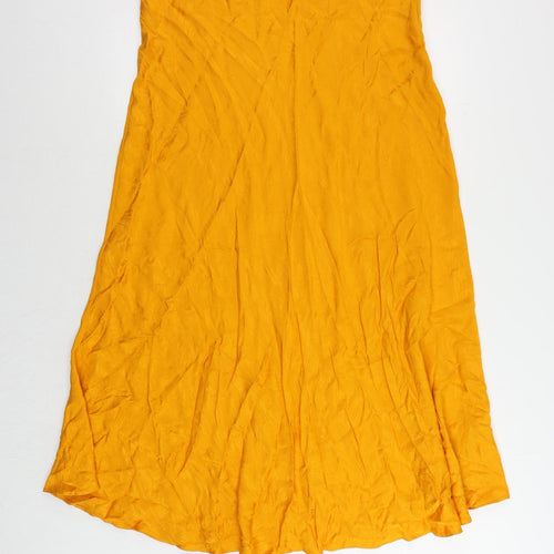 Autograph Womens Orange Geometric Viscose Maxi Skirt Size 18 Zip