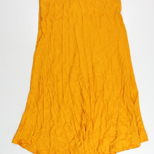 Autograph Womens Orange Geometric Viscose Maxi Skirt Size 18 Zip