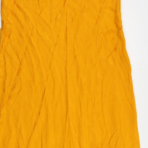 Autograph Womens Orange Geometric Viscose Maxi Skirt Size 18 Zip
