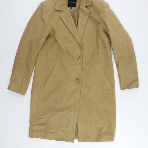 New Look Womens Beige Overcoat Coat Size 10 Button