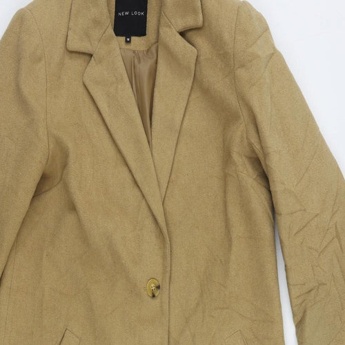 New Look Womens Beige Overcoat Coat Size 10 Button