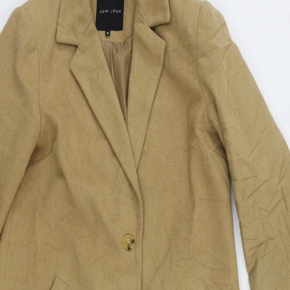 New Look Womens Beige Overcoat Coat Size 10 Button