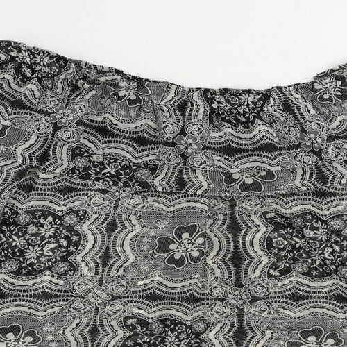 Apricot Womens Black Paisley Polyester Basic Blouse Size 10 Off the Shoulder - Sheer