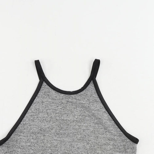 Miss Selfridge Womens Grey Polyester Cropped Tank Size 8 Round Neck