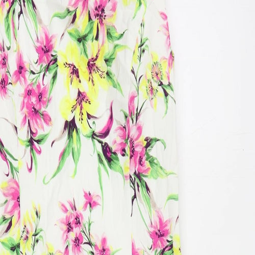 Viyella Womens White Floral Cotton Wrap Dress Size 8 Boat Neck Zip