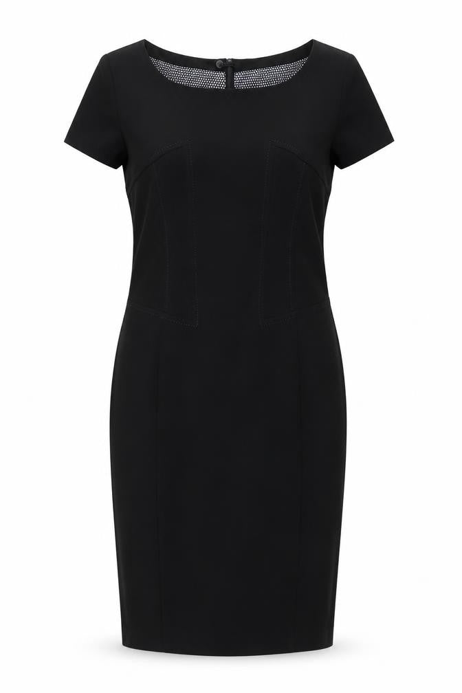 Marks and Spencer Womens Black Polyester Pencil Dress Size 14 Boat Neck Zip