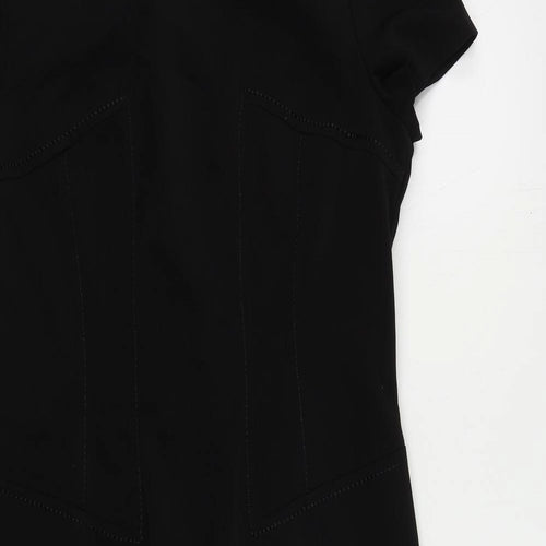 Marks and Spencer Womens Black Polyester Pencil Dress Size 14 Boat Neck Zip