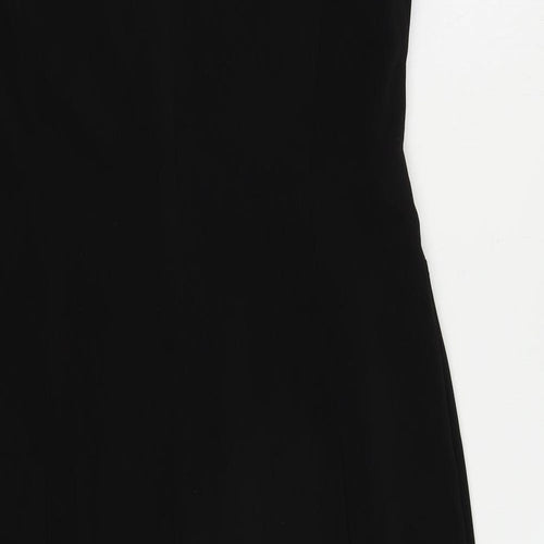 Marks and Spencer Womens Black Polyester Pencil Dress Size 14 Boat Neck Zip