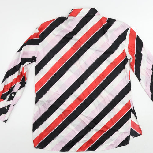 Marks and Spencer Womens Multicoloured Striped Polyester Basic Button-Up Size 10 Collared