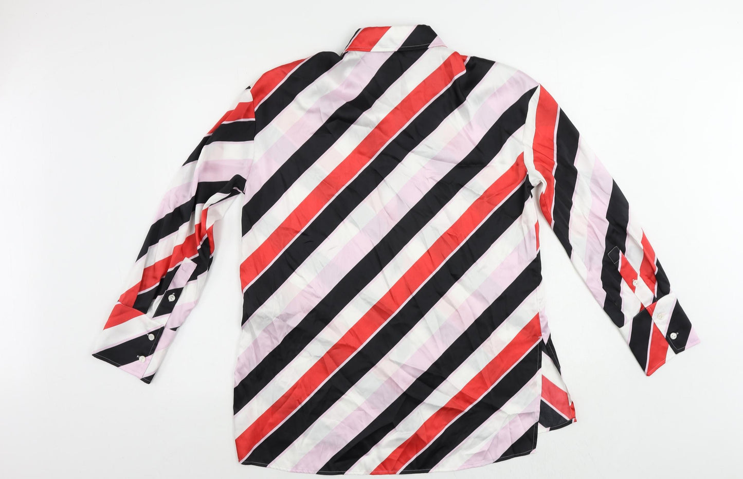 Marks and Spencer Womens Multicoloured Striped Polyester Basic Button-Up Size 10 Collared