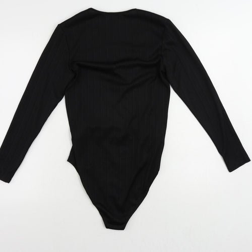 New Look Womens Black Polyester Bodysuit One-Piece Size 12 Snap