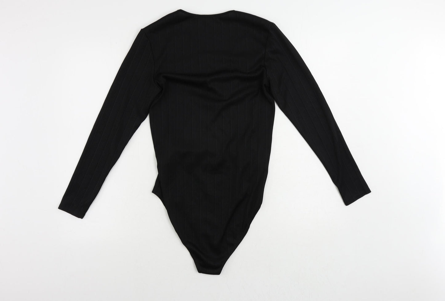 New Look Womens Black Polyester Bodysuit One-Piece Size 12 Snap