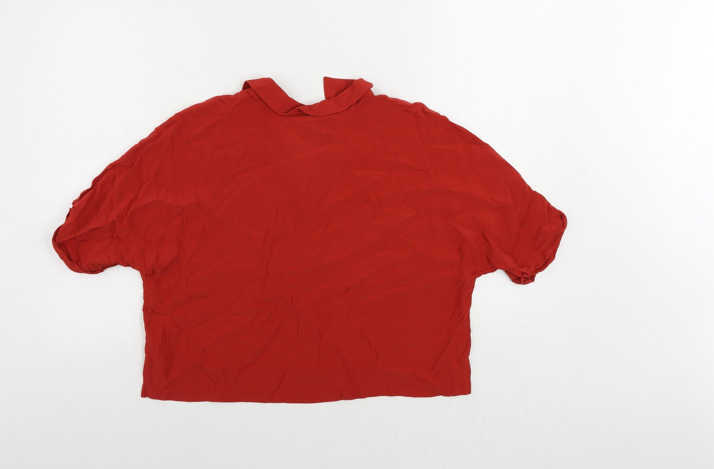 Topshop Womens Red Viscose Basic Button-Up Size 10 Collared