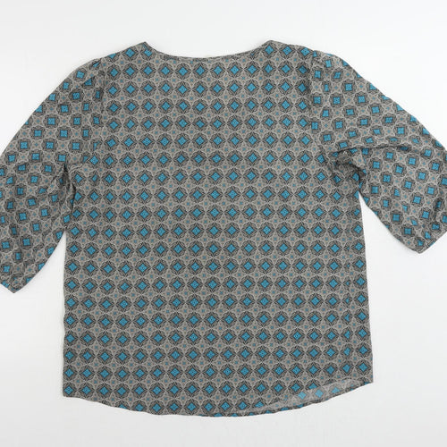 Debenhams Womens Grey Geometric Polyester Basic Blouse Size 18 Boat Neck