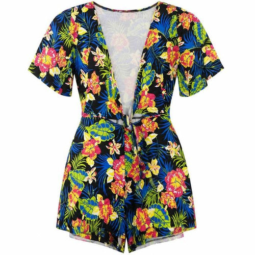 Boohoo Womens Multicoloured Floral Viscose Playsuit One-Piece Size 8 - Cut Out