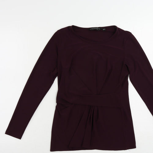 Dorothy Perkins Womens Purple Polyester Basic Blouse Size 8 Round Neck