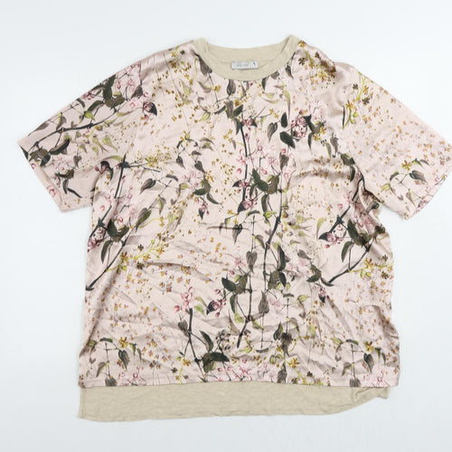 Per Una Womens Pink Floral Viscose Basic T-Shirt Size 20 Crew Neck
