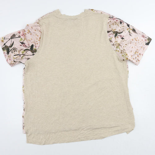Per Una Womens Pink Floral Viscose Basic T-Shirt Size 20 Crew Neck