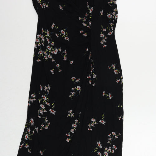 Billie&Blossom Womens Black Floral Viscose Pencil Dress Size 18 V-Neck