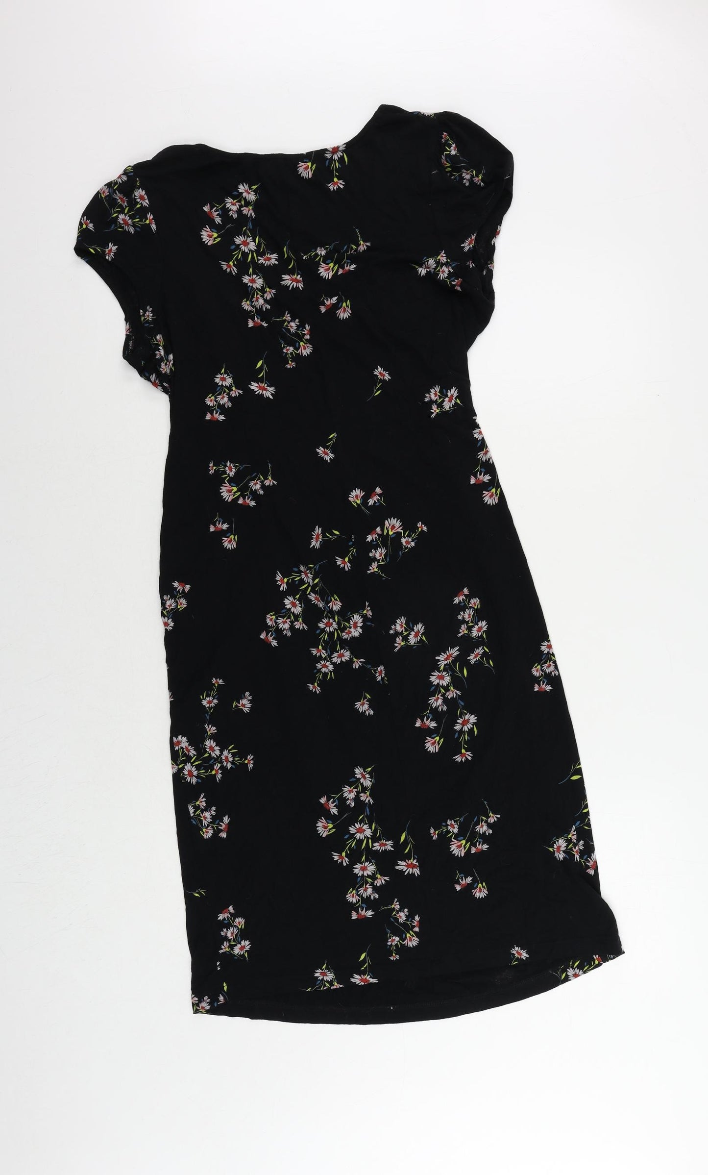 Billie&Blossom Womens Black Floral Viscose Pencil Dress Size 18 V-Neck