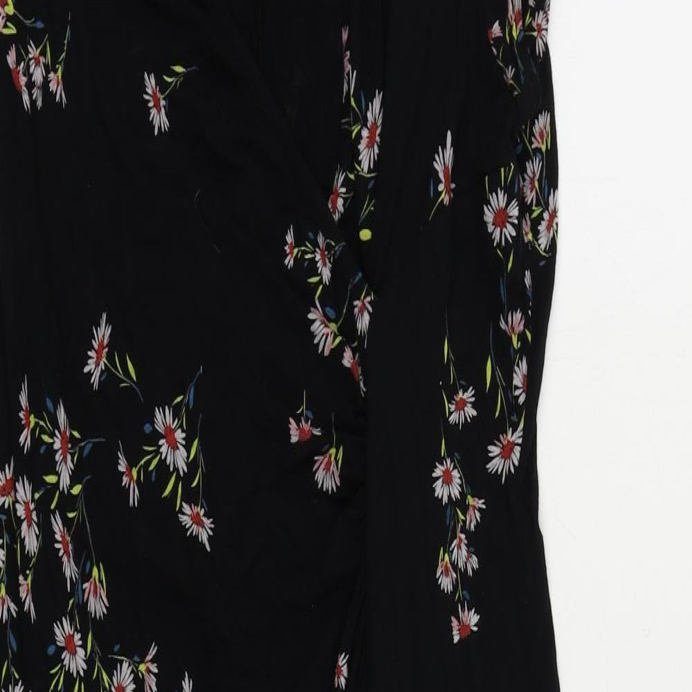 Billie&Blossom Womens Black Floral Viscose Pencil Dress Size 18 V-Neck