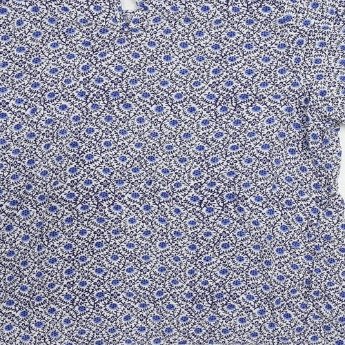 Marks and Spencer Womens Blue Geometric Viscose Basic Blouse Size 10 Round Neck