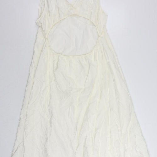 Marks and Spencer Womens Ivory Viscose Tank Dress Size 20 V-Neck - Cut Out