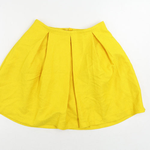 H&M Womens Yellow Polyester Mini Skirt Size 6 Zip
