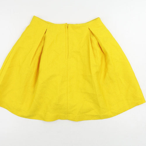 H&M Womens Yellow Polyester Mini Skirt Size 6 Zip