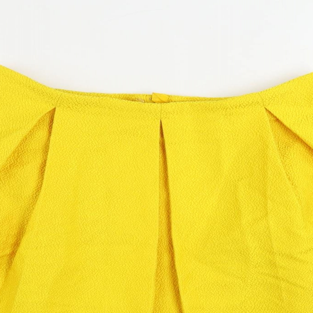 H&M Womens Yellow Polyester Mini Skirt Size 6 Zip