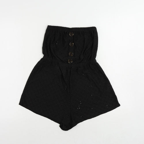 New Look Womens Black Polyester Playsuit One-Piece Size S Pullover - Broderie Anglaise