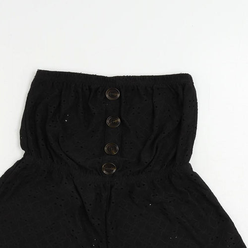 New Look Womens Black Polyester Playsuit One-Piece Size S Pullover - Broderie Anglaise