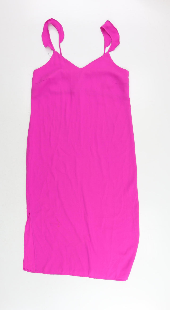 New Look Womens Pink Polyester Sheath Size 8 V-Neck
