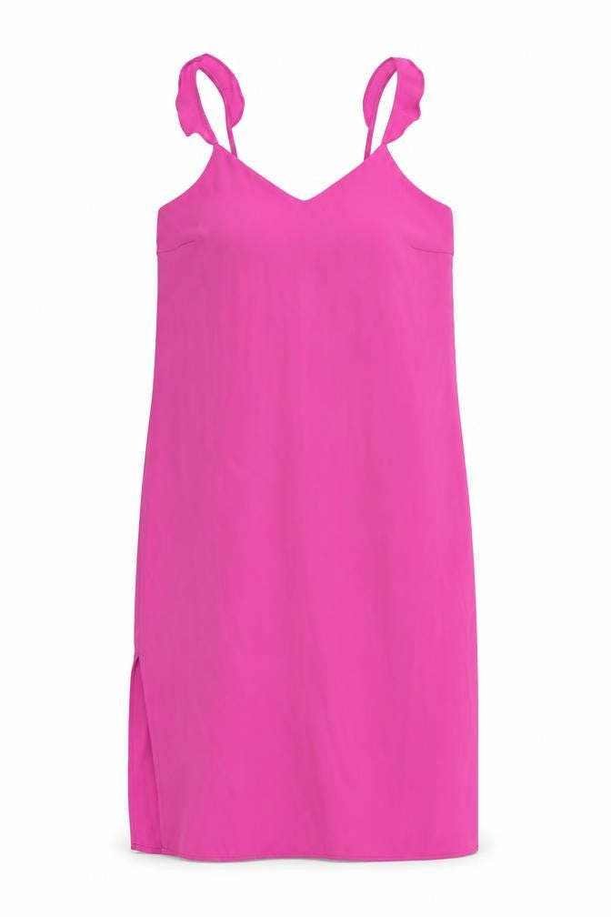 Front view of New Look women’s pink polyester sheath, size UK 8, v-neck