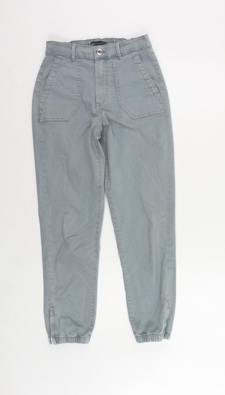 Marks and Spencer Womens Blue Cotton Tapered Jeans Size 6 L25 in Regular Zip - Ankle Zip