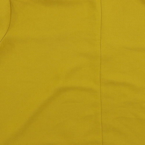 Topshop Womens Yellow Polyester Basic Blouse Size 10 Round Neck