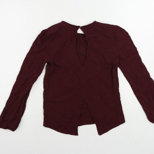 Zara Womens Purple Viscose Basic Blouse Size XS Round Neck - Embellished