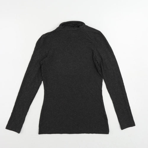 The White Company Womens Grey Viscose Basic T-Shirt Size S Roll Neck