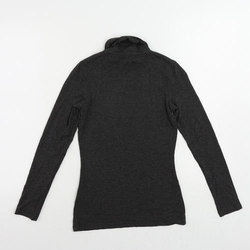 The White Company Womens Grey Viscose Basic T-Shirt Size S Roll Neck