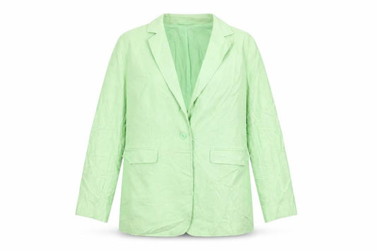 Front view of Marks & Spencer women’s green jacket blazer, size UK 16, button