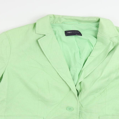 Marks and Spencer Womens Green Jacket Blazer Size 16 Button