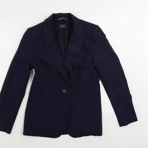 Marks and Spencer Womens Blue Jacket Blazer Size 10 Button