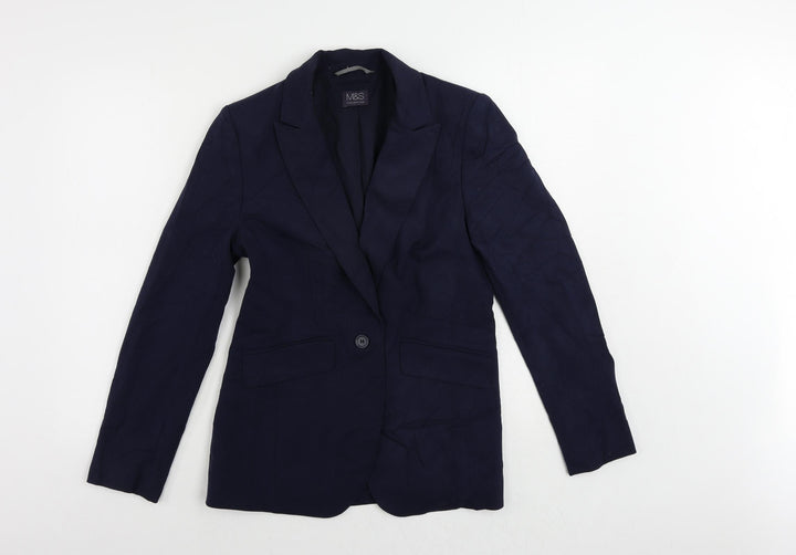 Marks and Spencer Womens Blue Jacket Blazer Size 10 Button
