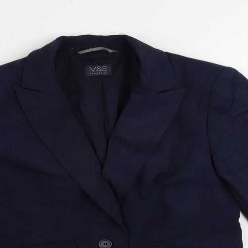 Marks and Spencer Womens Blue Jacket Blazer Size 10 Button